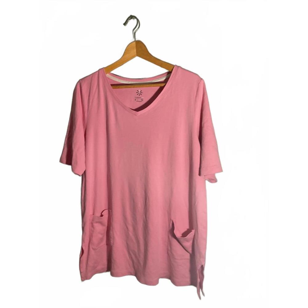 Isaac Mizrahi Live Essentials Pink Women's Tunic Top Large - Picture 2 of 6